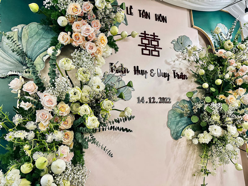 Trang trí gia tiên hoa sen - Jolie Mai wedding